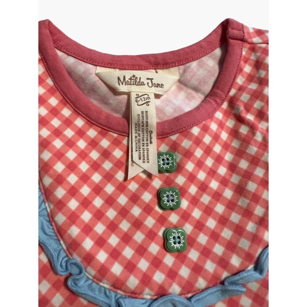 Matilda Jane  Sunny Skies Pink Gingham Dress Girls Size 6-12 months Like New Con - Picture 5 of 10